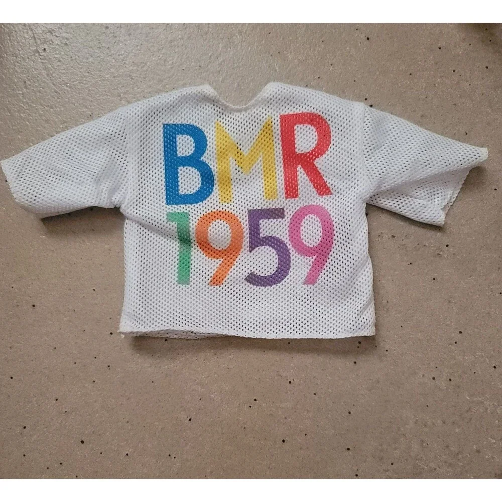 Barbie BMR1959 Mesh White Jersey Shirt Doll Clothes Graphic Colorful Fashion